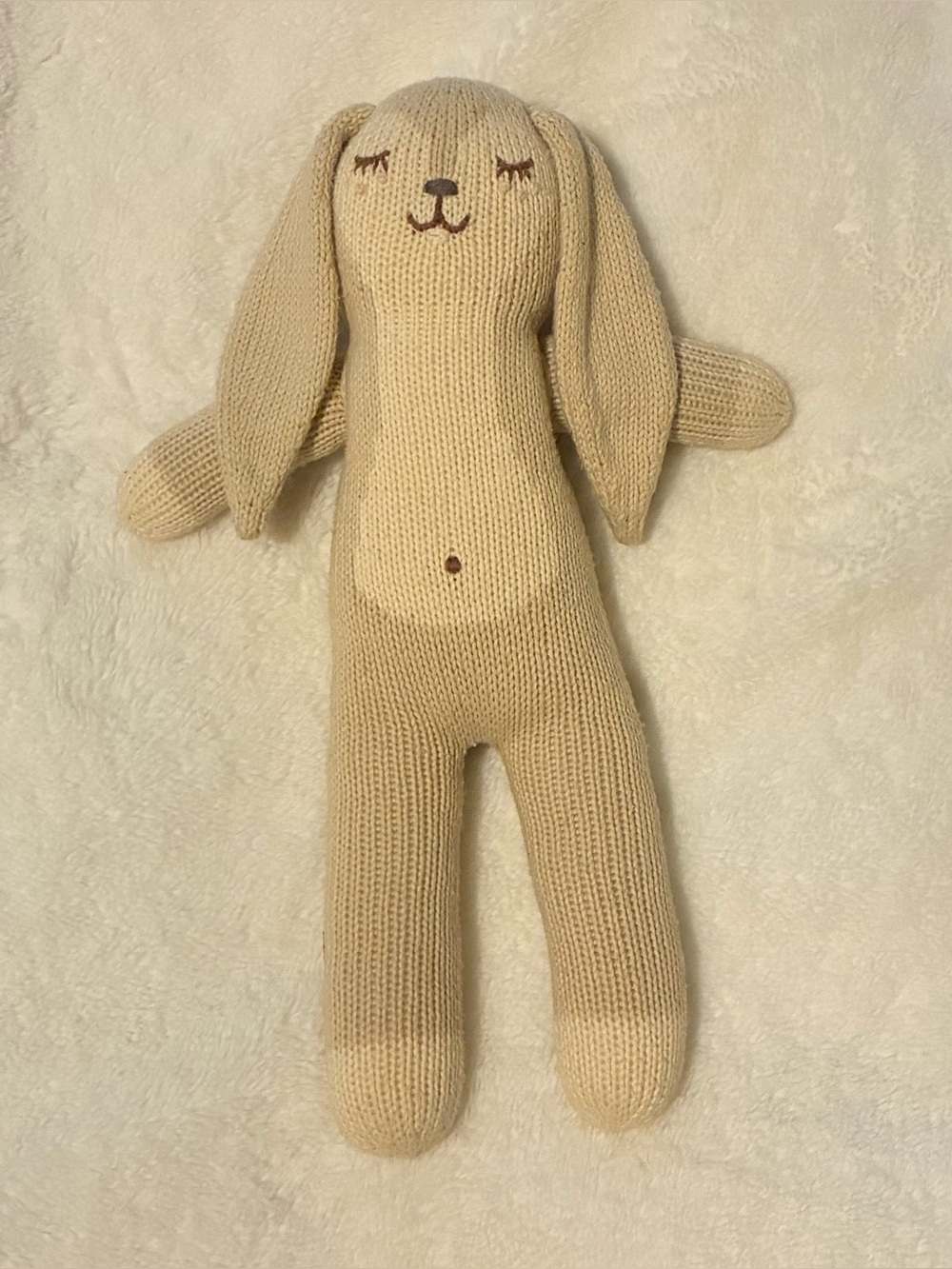 Blabla Honey the Bunny 14" Knit Tan Cream Made in Peru Stuffed Animal Rabbit